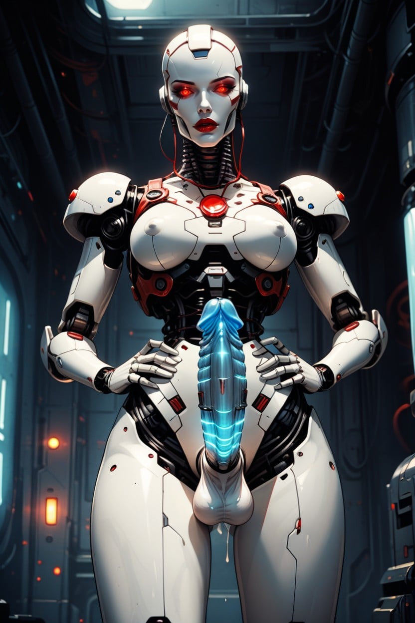 Thick Red Lips, Spaceship, Hand Masturbating Shemale AI Porn