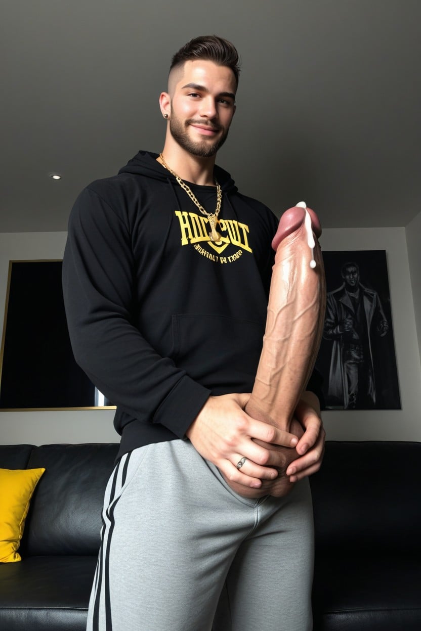 Black Background, Having Fun, Pile Of White Powder On Tip Of Cock Porno gay IA