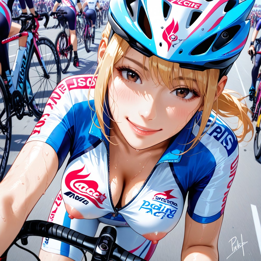 Side View, Fingerless Cycling Gloves, Looking At Viewer Hentai AI Porn