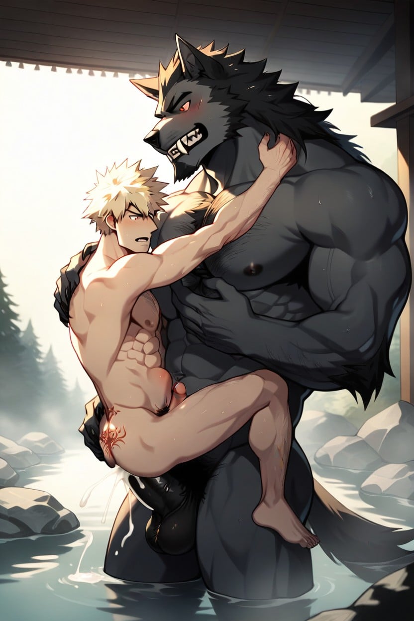 Werewolf Is Taller, Hairy Chest, Big Dick AI Gay Porn