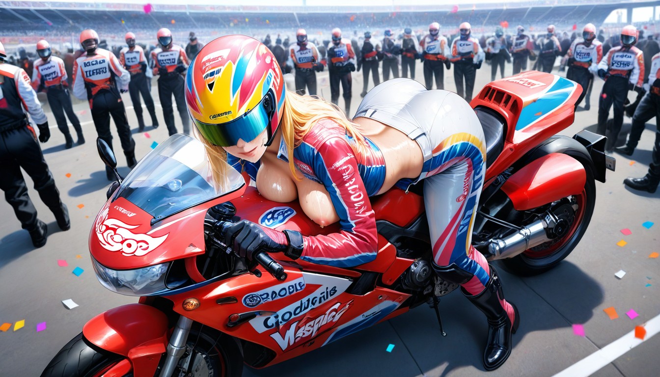 Medium Ass, Racing Motorbike With Colorful Livery, Wasp Waist Hentai AI Porn