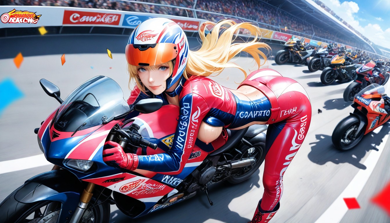 Motorbike Race Event, Racing Gloves, Detailed Hentai IA