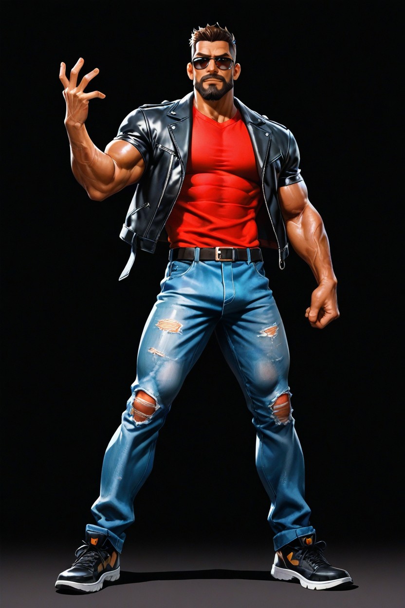 The Background Is Black, A Red T Shirt, Arnold Render Porno gay IA