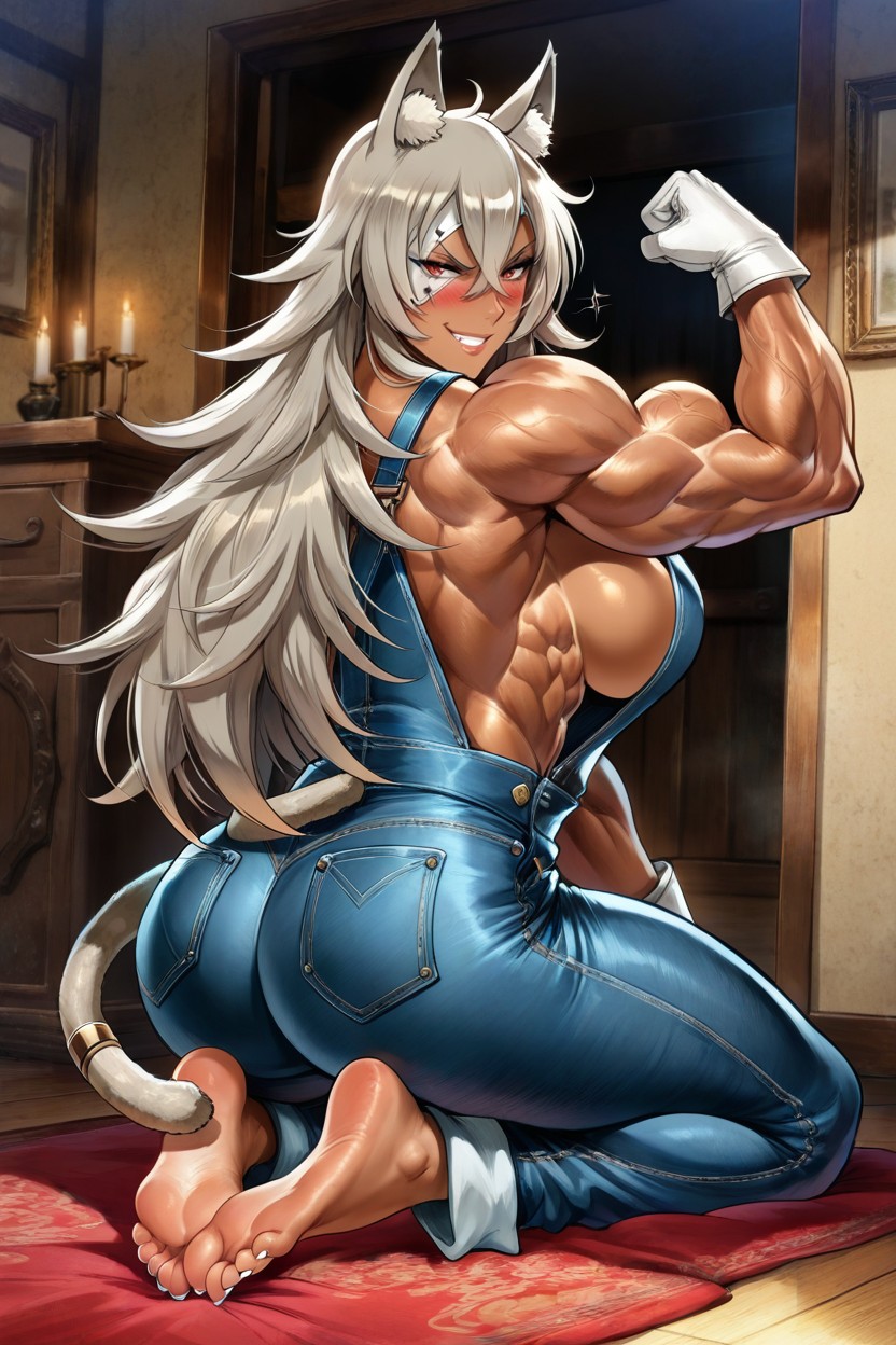 Denim Overalls, Grey Pubic Hair, Denim Hentai AI Porn