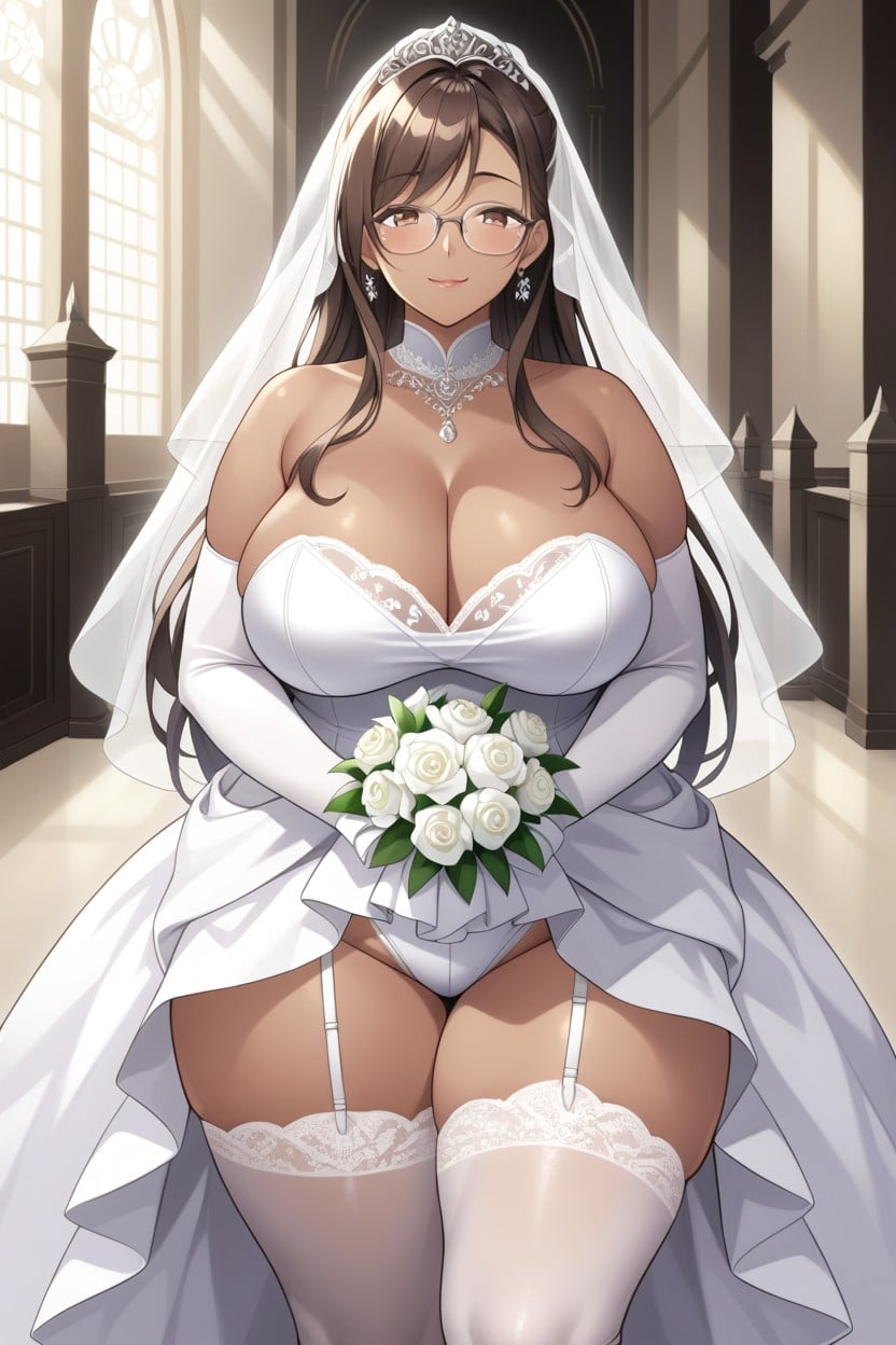 Looking Eye Level, Long Length, Detailed Face Hentai AI Porn