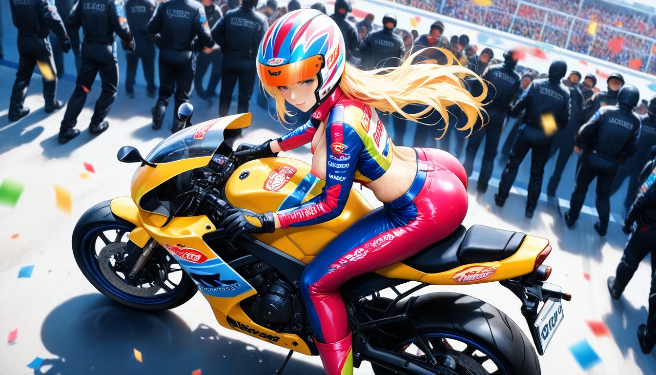 Daytime, Spectator On Podium, Hands On Bike Handles Hentai AI Porn