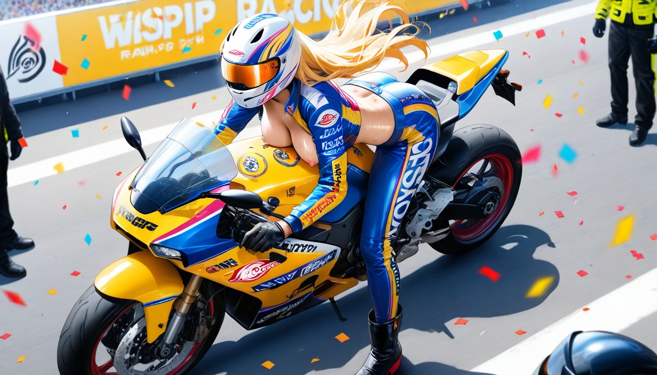 Many People Around, Helmet Visor Up, Breasts Exposed Hentai AI Porn