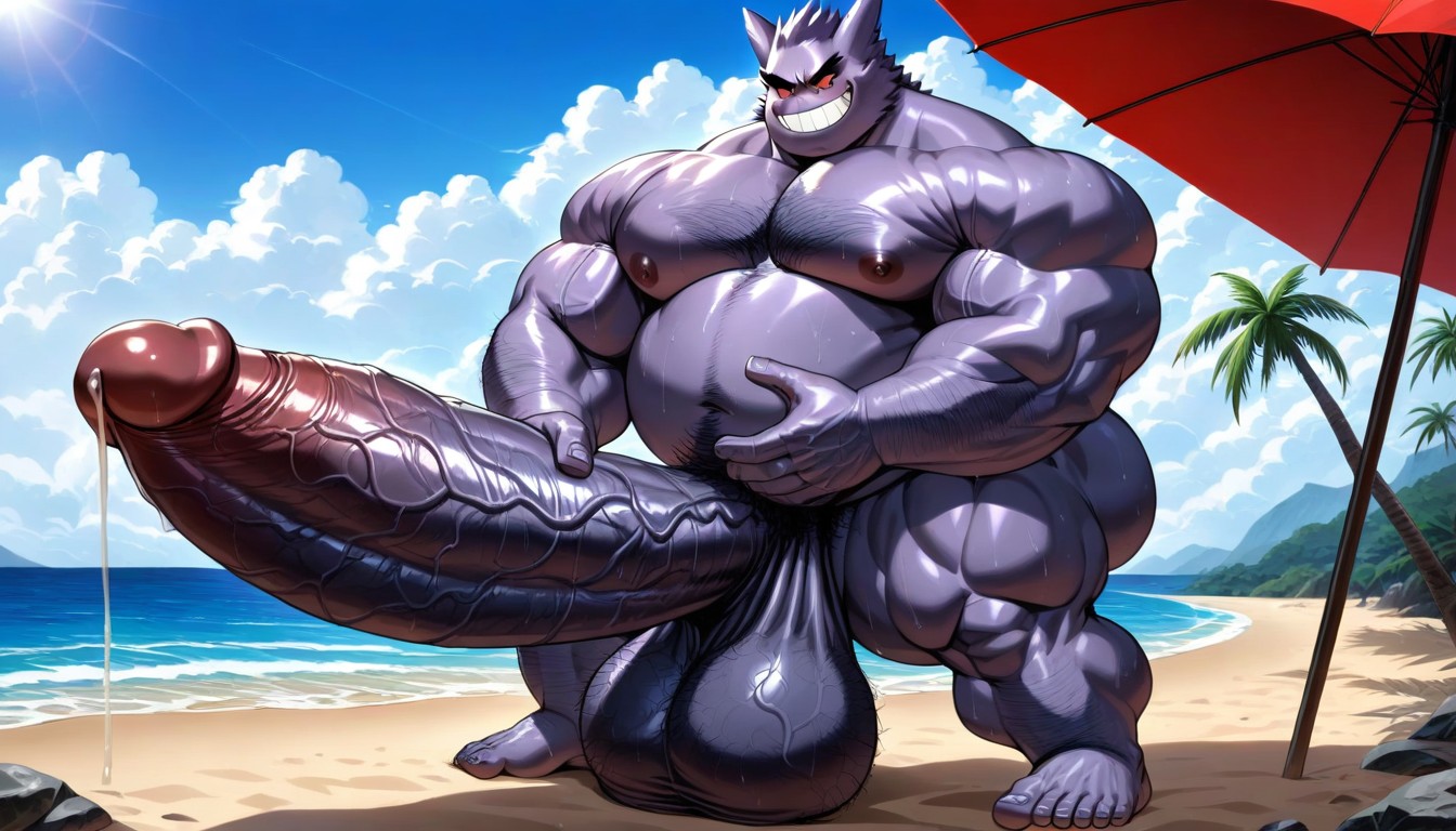 Gengar Solo, Cock Bigger Than Body, Oversized Hyper Balls AI Gay Porn