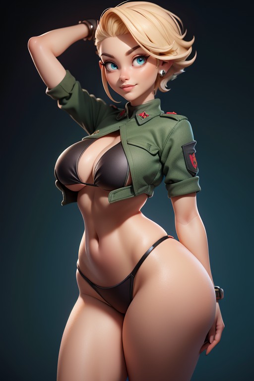 Thick And Curvy Body, Bikini, Sexy Woman Soldier Hentai AI Porn