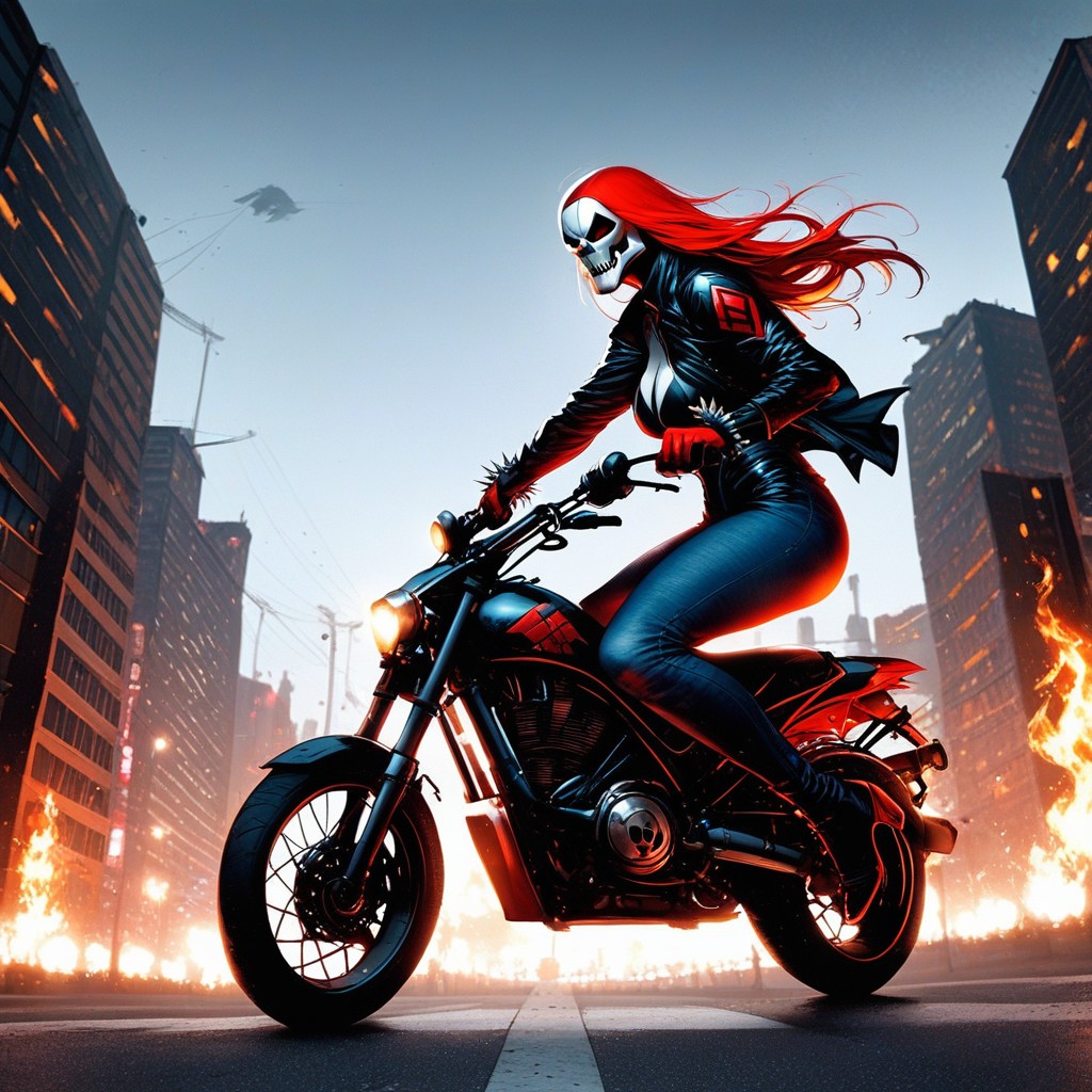 Torn Leather Jacket, He Riding, Urban Background Porno IA