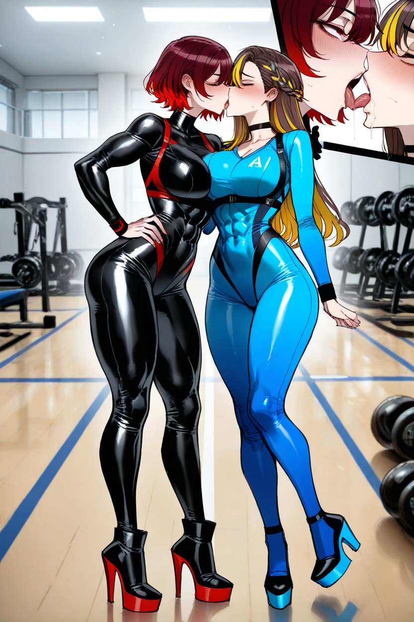 Gym, Ahegao, Noticeable Abs Hentai AI Porn