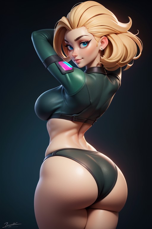 Massive Bubble Shaped Ass, Thick Thighs, Rear View Of Massive Ass Hentai AI Porn