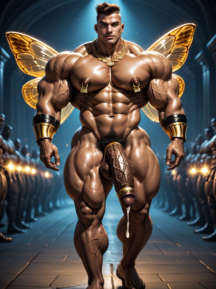 Underwear Tan Line, Golden Ornate Cuffs And Arm Bands, Cosplay Tom Cruise From Top Gun AI Gay Porn