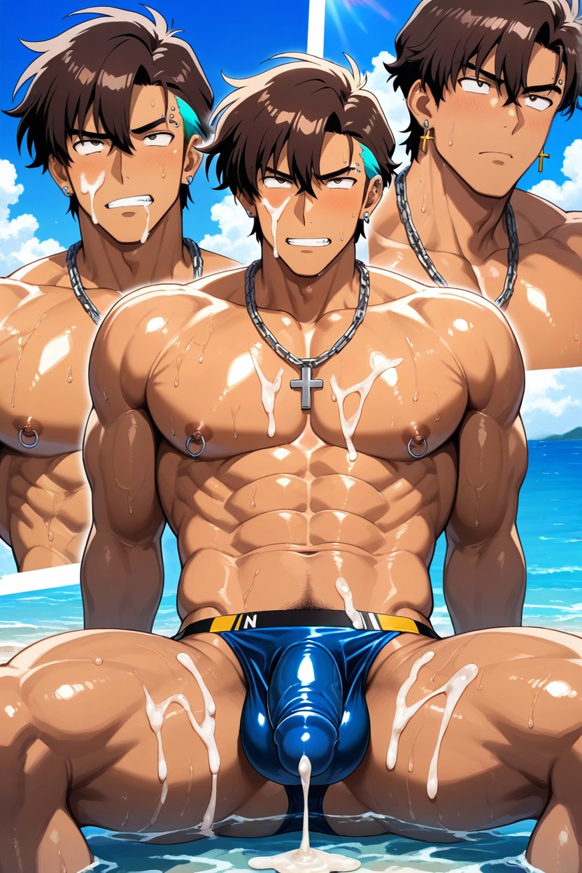Man, Solo Man, Steel Chain Necklace AI Gay Porn