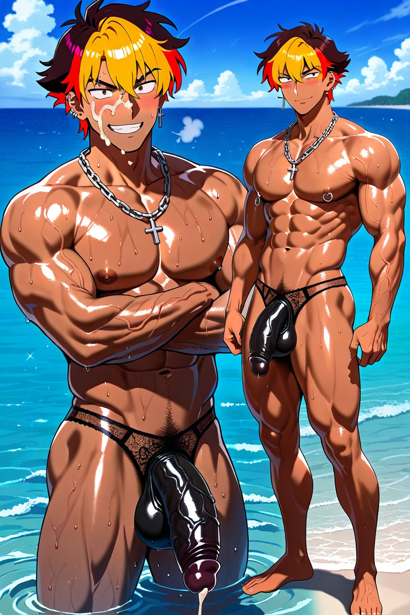 25+, In The Water Of Beach, Eyebrow Piercings AI Gay Porn