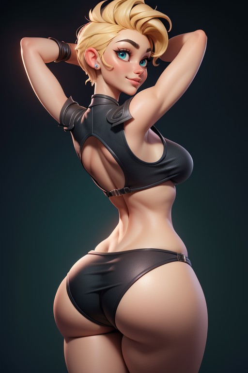 Rear View Of Massive Ass, Thick Thighs, No Hair In The Back Of Head Hentai AI Porn