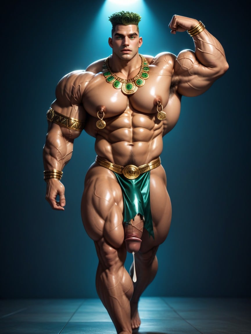 Skinny, Giant Growing Male Bodybuilder, Oiled Skin AI Gay Porn