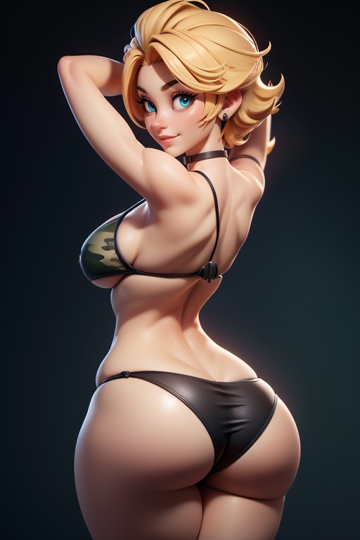 No Hair At The Back Of Head, Tall Thick And Curvy Perfect Body, Bikini Bottoms Are Pulled Down Revealing Ass Crack Hentai IA