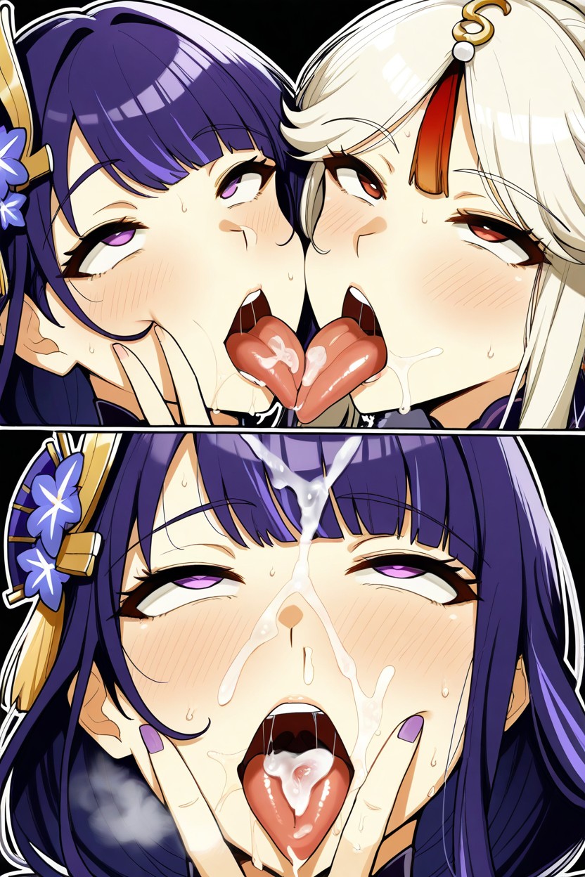 2 People, Drooling, Ahegao Hentai AI Porn