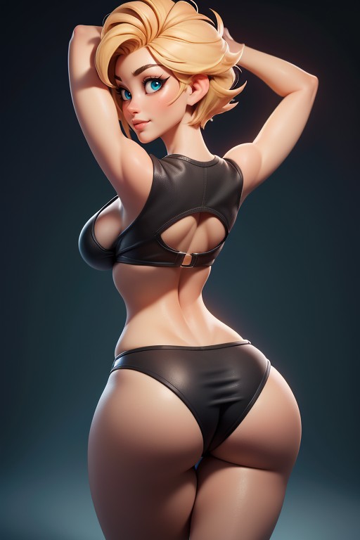 Sexy Smile Looking Back At Viewer, Looking Back At Viewer, Curvy Hips Hentai AI Porn