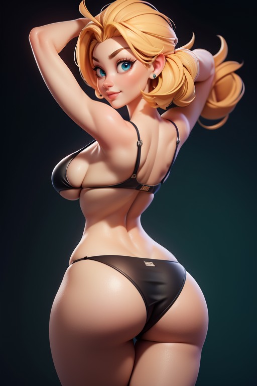 Massive Bubble Shaped Ass, Thick, Bikini Bottoms Are Pulled Down Revealing Ass Crack Hentai AI Porn