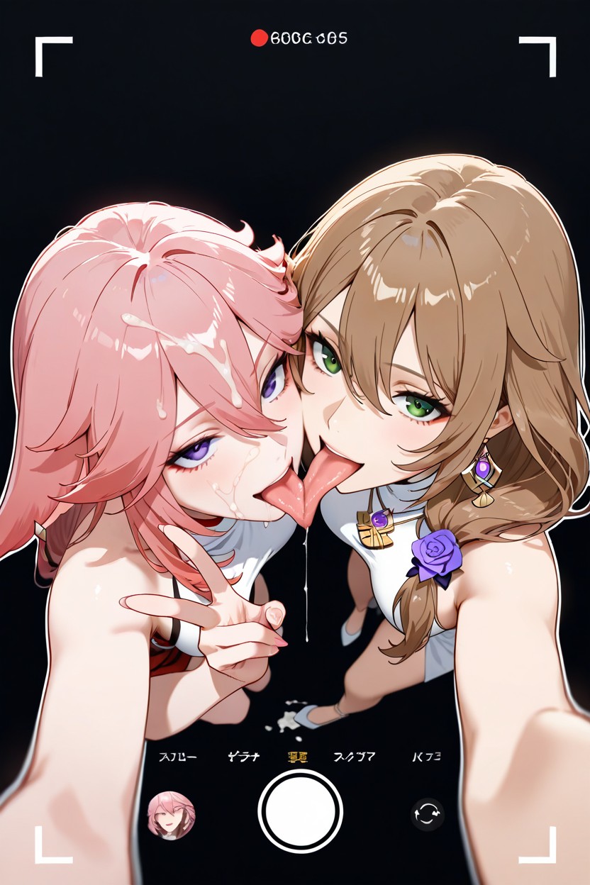 Av Cover, Focus On Tongue, Females Hentai AI Porn