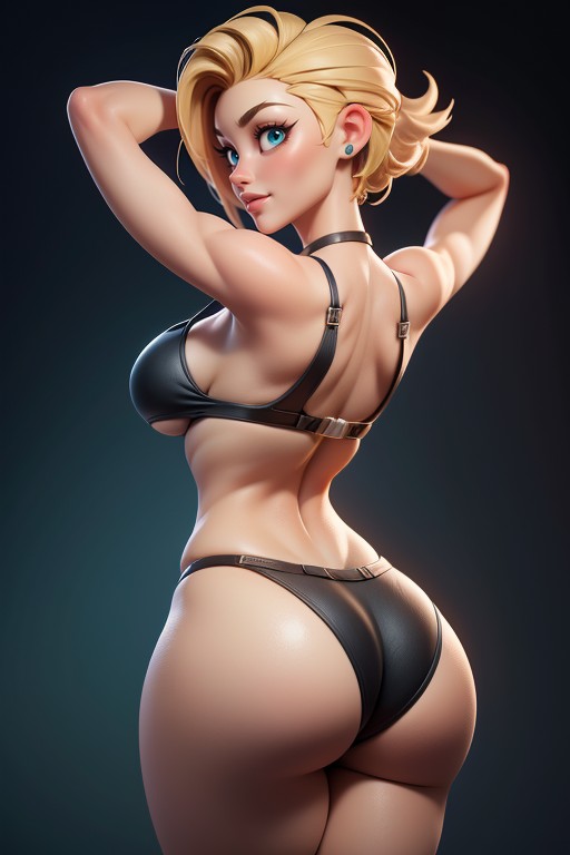 Looking Back At Viewer, Sexy Woman Soldier, Tall Curvy And Thick With Perfect Proportions Hentai AI Porn
