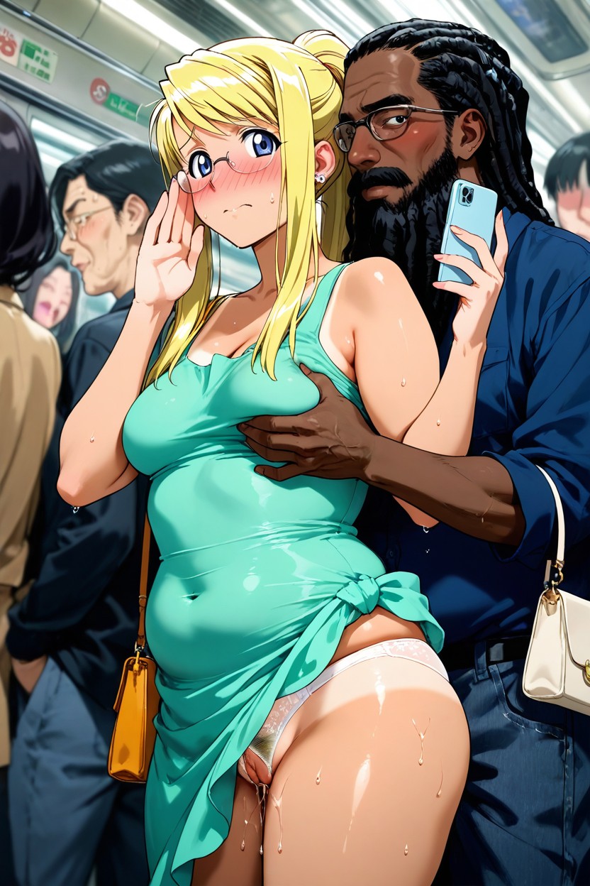 Winry Rockbell, Embarrassed, Low Angle AI Porn