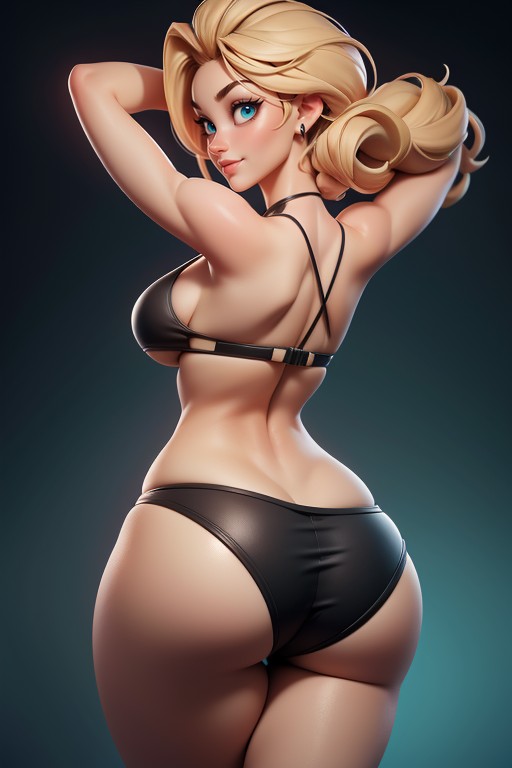 No Hair In The Back Of Head, Looking Back At Viewer, Sexy Woman Soldier Hentai AI Porn