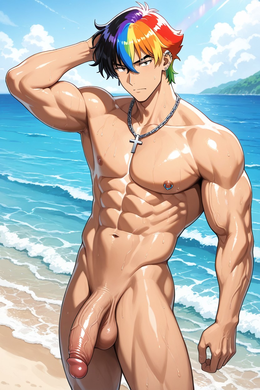 Man, Muscle, Nipple Earrings AI Gay Porn