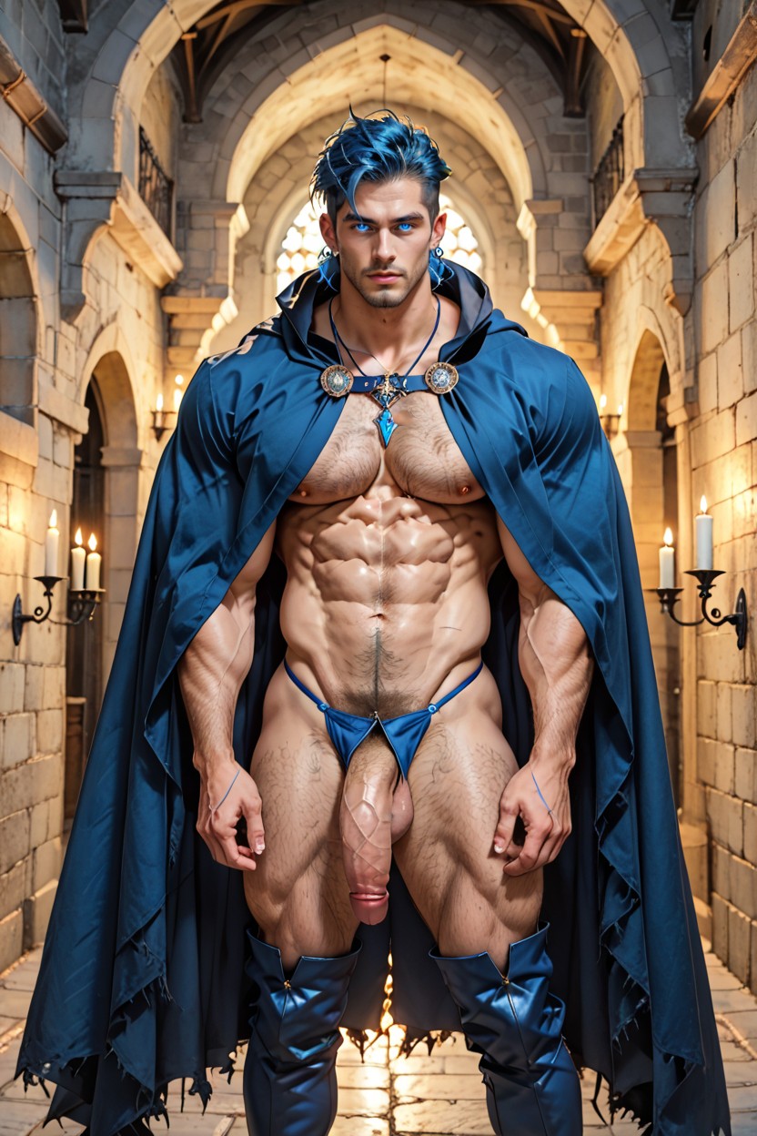Blue Light, 18+, Blue Vampire Thigh High Boots Men AI Gay Porn