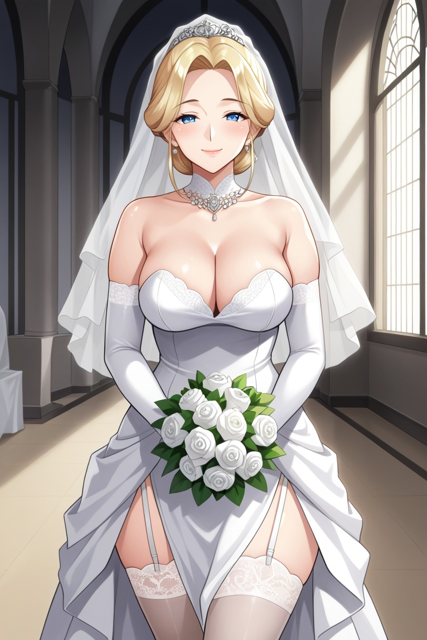 Detailed Face, Wedding Veil, Closed Mouth Hentai AI Porn