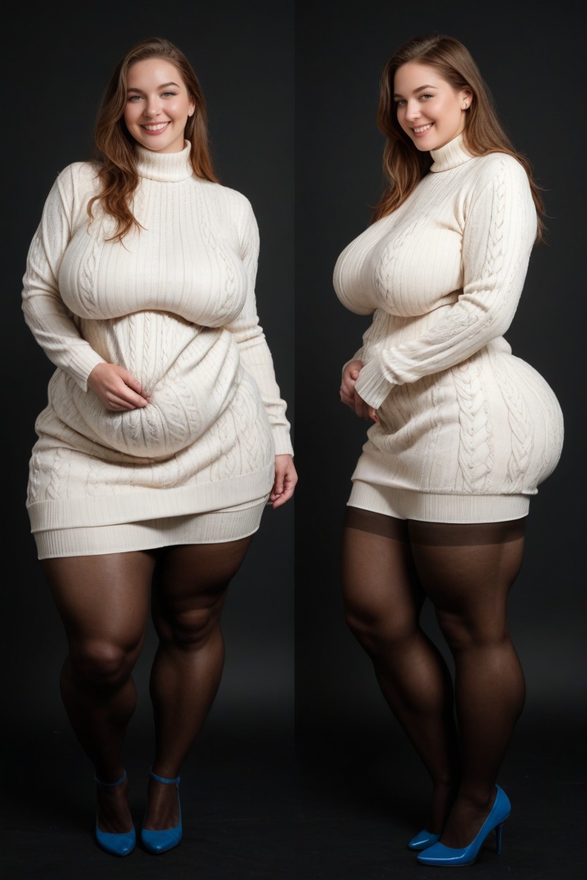 Saggy Boobs, Unsupported Boobs, Dark Pantyhose AI Porn