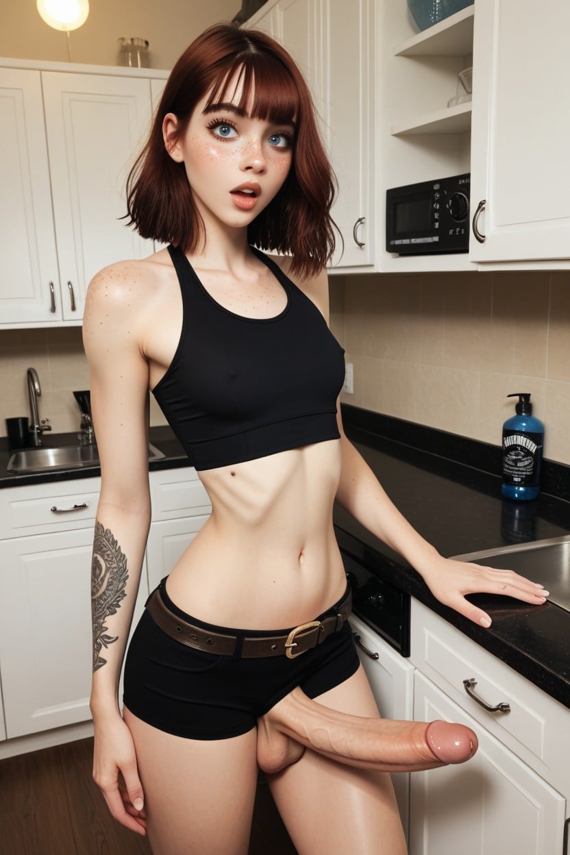 Freckles, Standing Ears, Ultra Detailed Face Shemale AI Porn