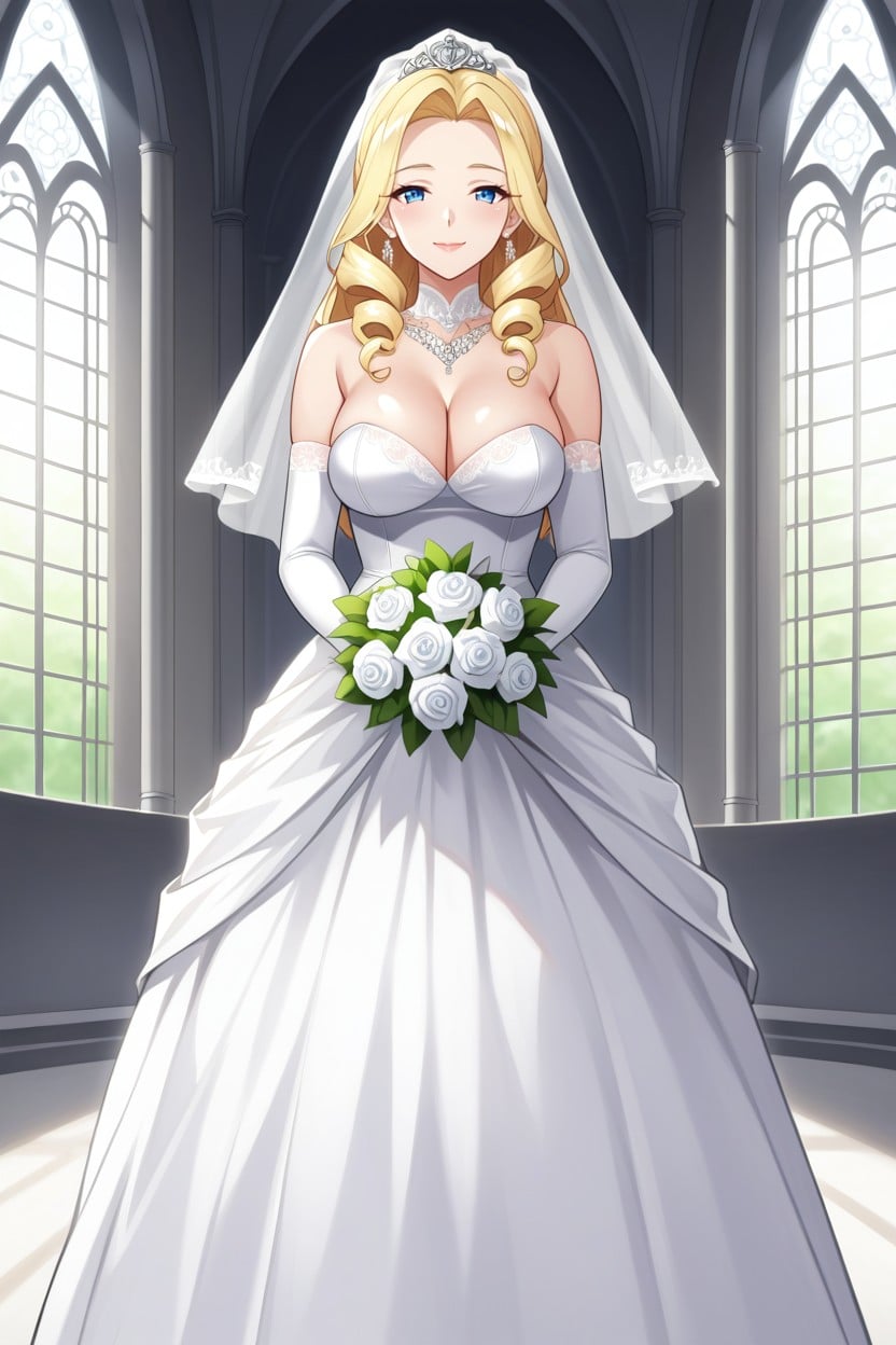 Facing Forward, Drill Hair, Wedding Dress Hentai AI Porn