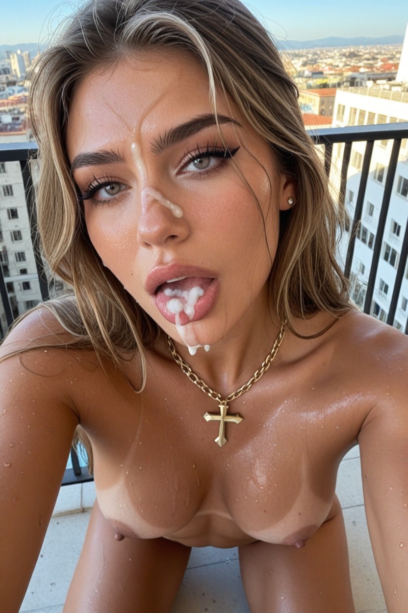 Supermodel, Large Eyes, Gold Rings AI Porn