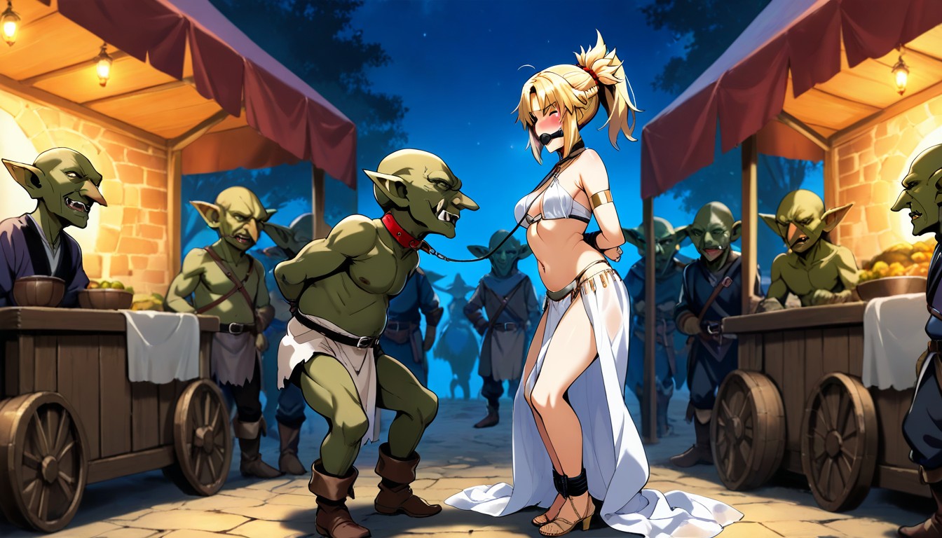 Medieval Market, Ultra Detailed, Goblin In Background Hentai AI Porn