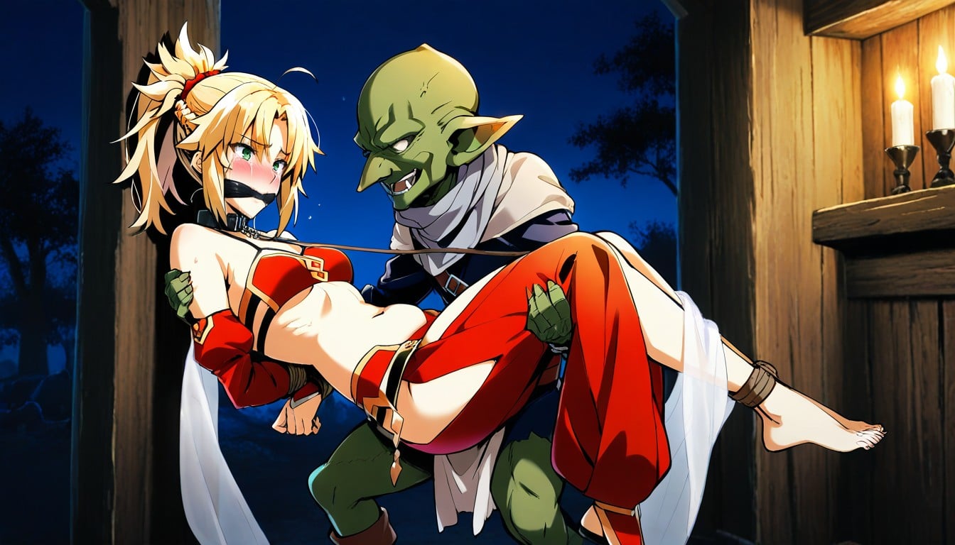 Arms Behind Back, Side View, Goblin Dominate Female Hentai AI Porn