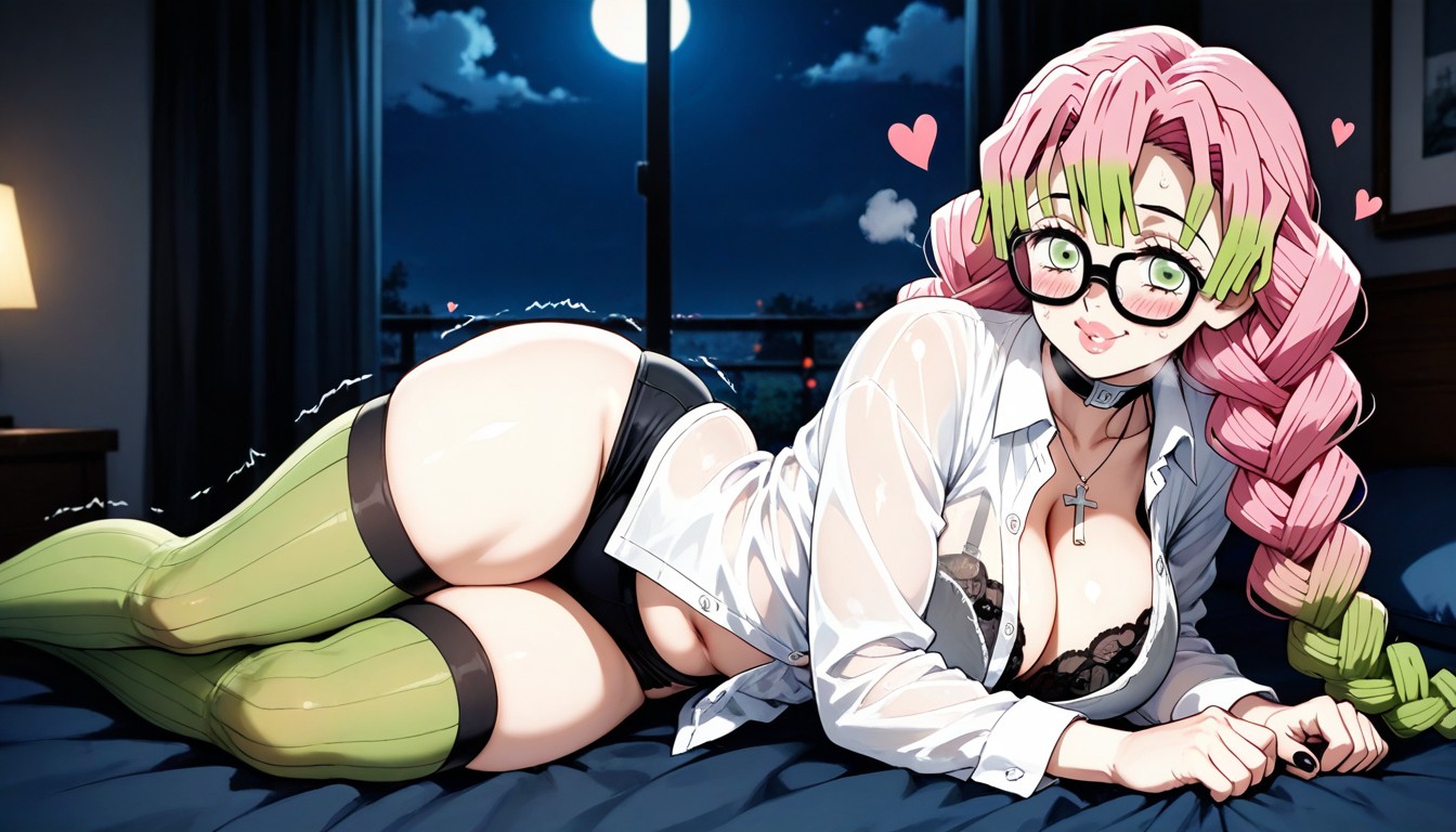 See Through Office Shirt, Thick Lines, Hearts Hentai AI Porn