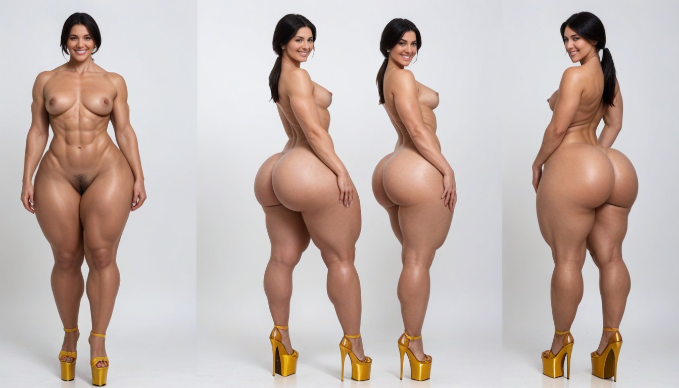 Completely Naked, Extremely Large Ass, Woman With Open White Shirt AI Porn