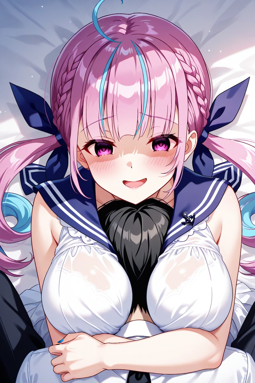 Minato Aqua, Detailed Image, View From Above Hentai AI Porn