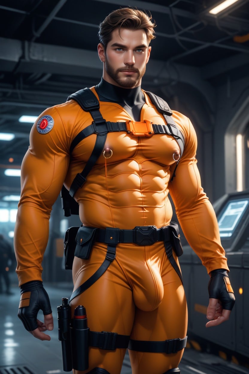 Laser Gun, Gay, Muscle Daddy Physique AI Gay Porn