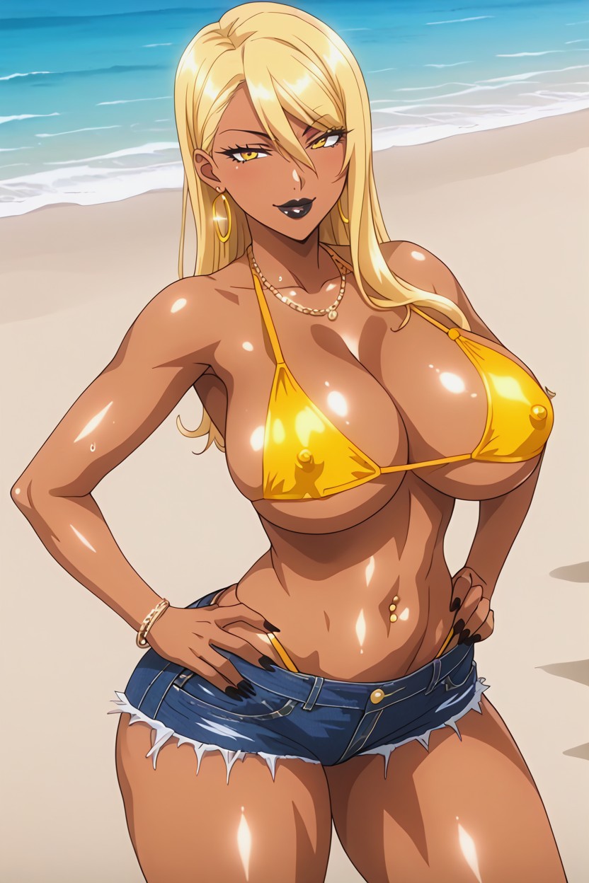 Dark Skin, Black Lipstick, Shiny Skin Hentai AI Porn