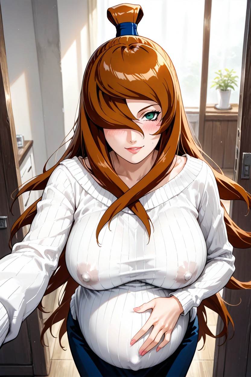 Massifs Nipple, Brown Hair, Blue Eyes Hentai AI Porn