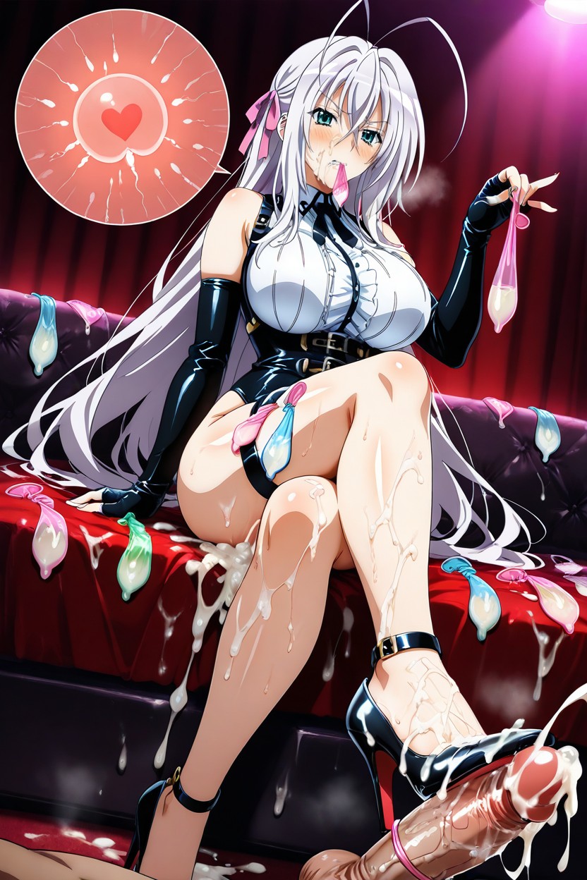 Black Leather Heels, Clothes Covered On Semen, Cum On Penis Hentai AI Porn