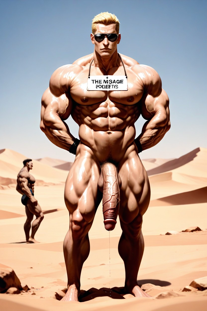 Proudly Sticking Out His Penis, No Clothing, Muscular Pecs AI Gay Porn