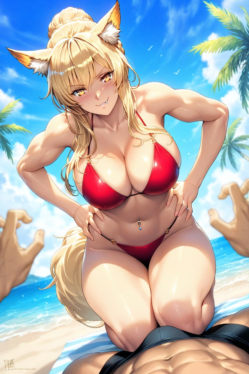 Hands On Hips, Trying To Seduce, Smug Expression Hentai AI Porn