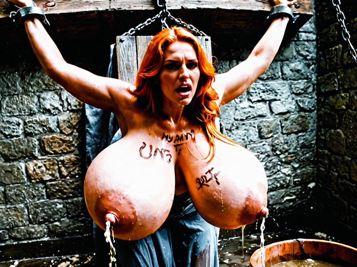 Lactating Saggy Tits, Upside Down Woman, Legs Up AI Porn