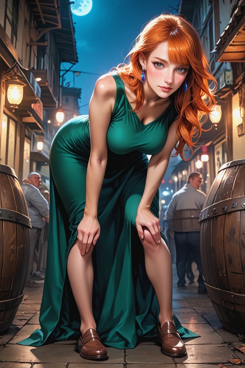 Green Blouse, Night, Arms Together Hentai AI Porn