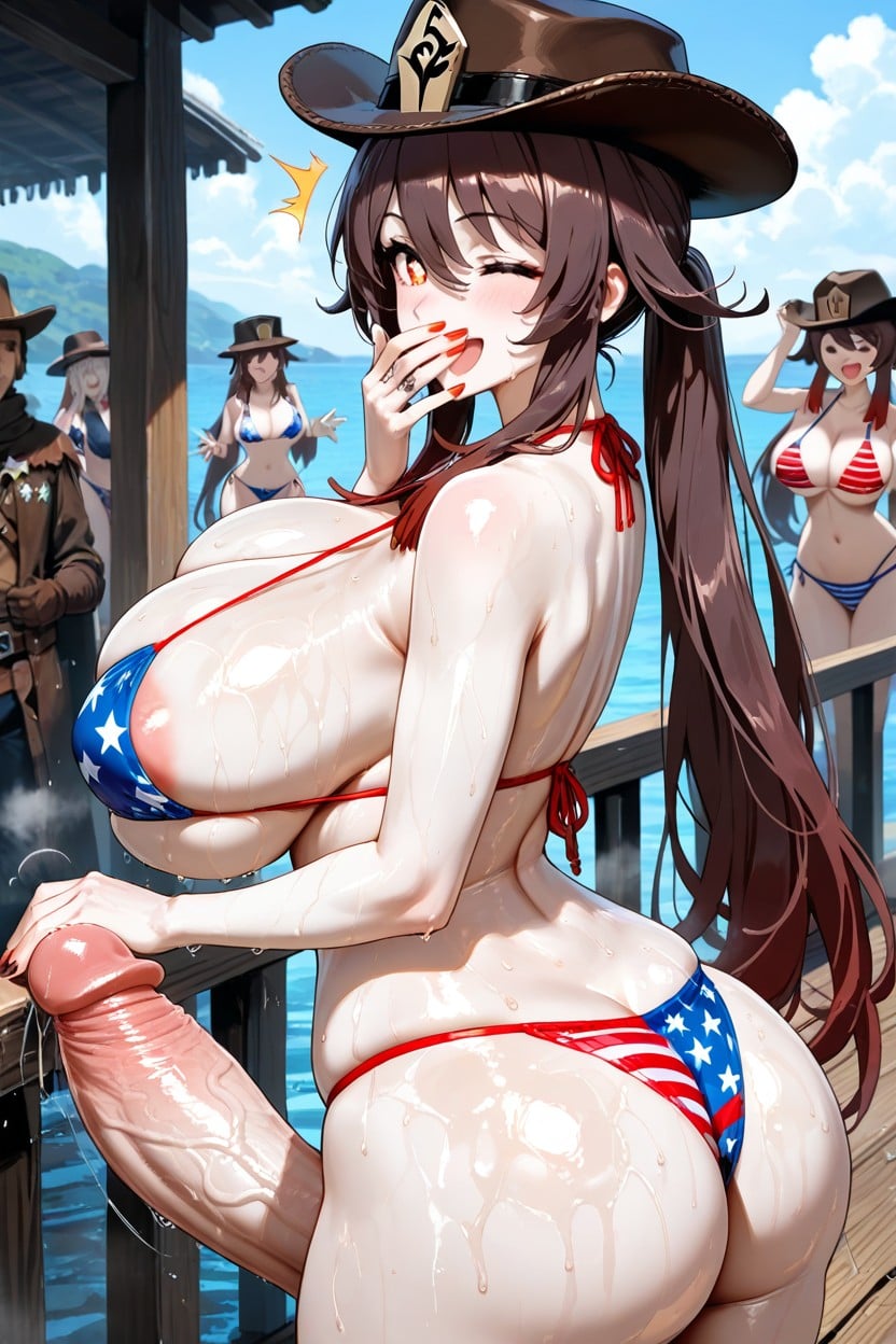 Curved Waist, Boardwalk, Many People Saw It Hentai AI Porn
